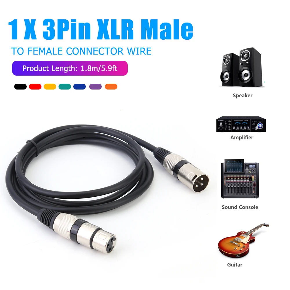 다중 차폐 오디오 어댑터 케이블, 1.8M 3 핀 XLR 수-XLR 암 커넥터 와이어용, 1 개