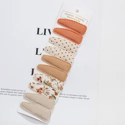 Floral Cotton Fabric Hair Bow Snap Clips - Set of 10 Hair Grips (9)