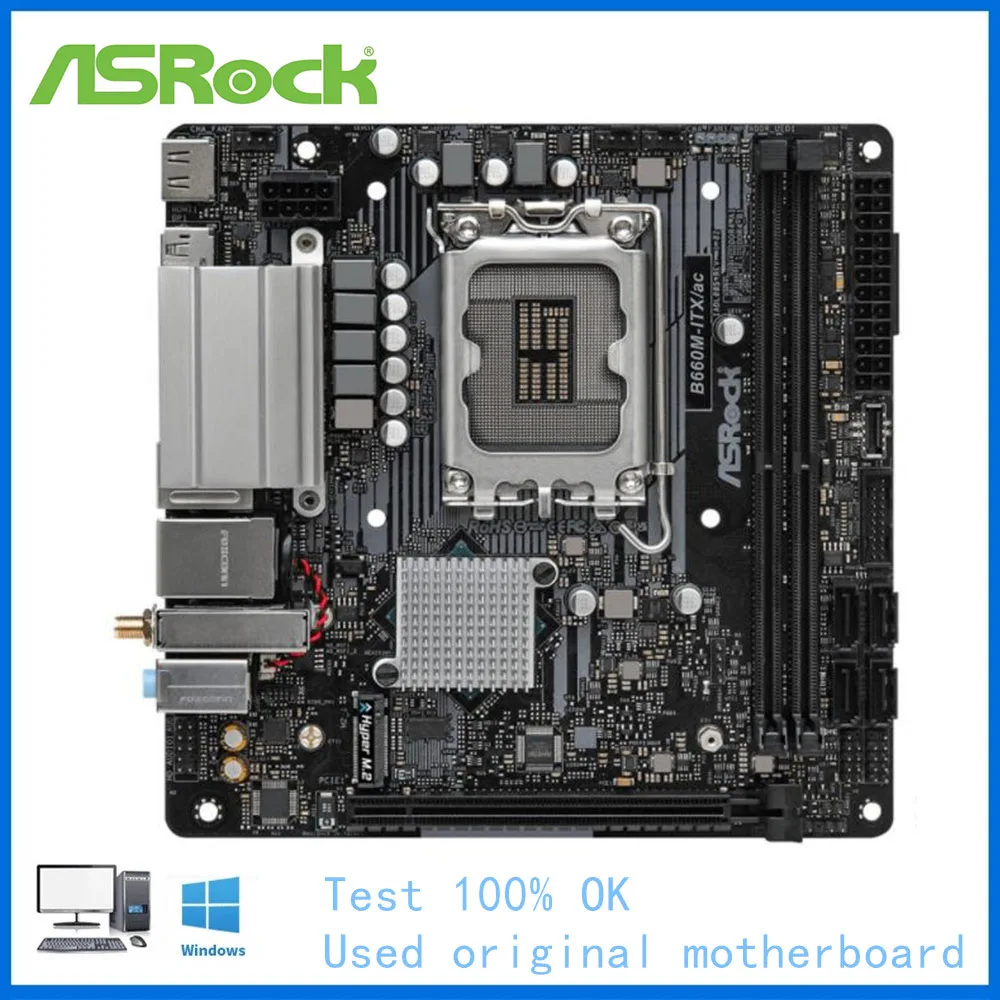 Per Intel B660 B660M-Itx Usato Presa Asrock B660M-Itx/Ac Lga1700 Ddr4 Scheda Madre Desktop 12Th Gen Supporto Scheda Madre 12400 12700