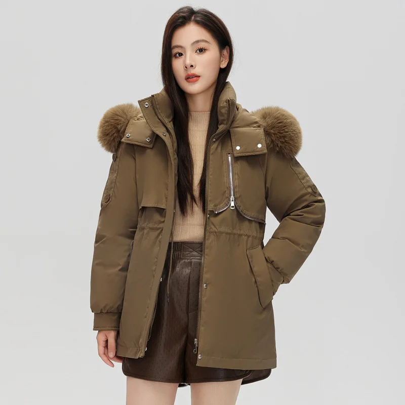 

Women's Short Cotton Jacket with Large Woolen Collar 2023 New Off-season Winter Cotton Jacket Loose Plush Style To Overcome Warm