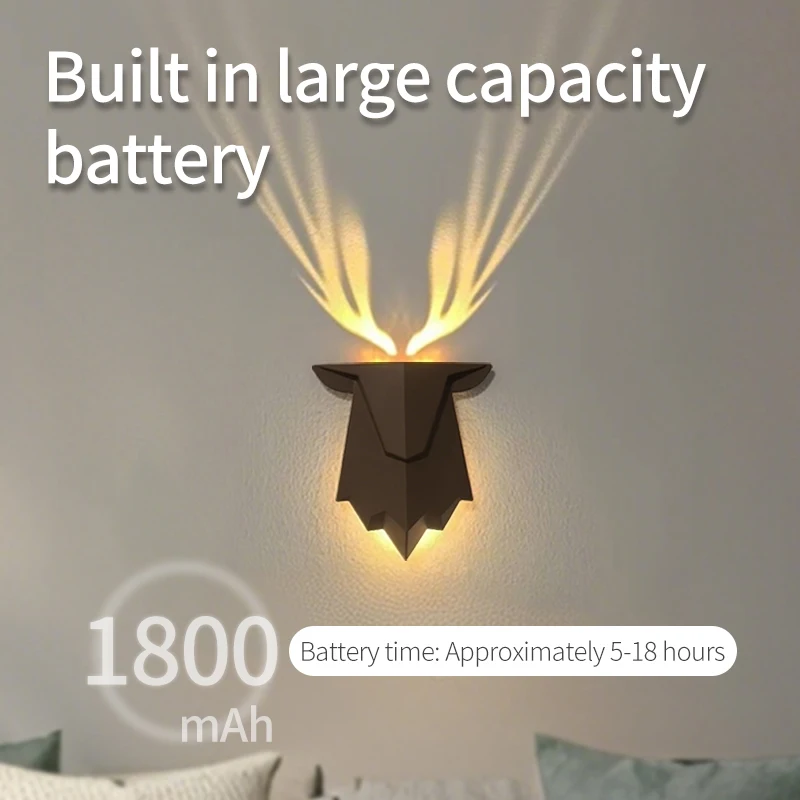 مصباح جداري بتصميم قرن الوعل مع جهاز تحكم عن بعد و...