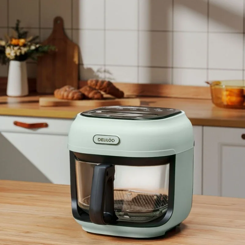 220V Visible Air Fryer Home 4.5L Glass Transparent Electric Fryer No Flip 1200W French Fry Machine Oil-free Electric Fryer 3