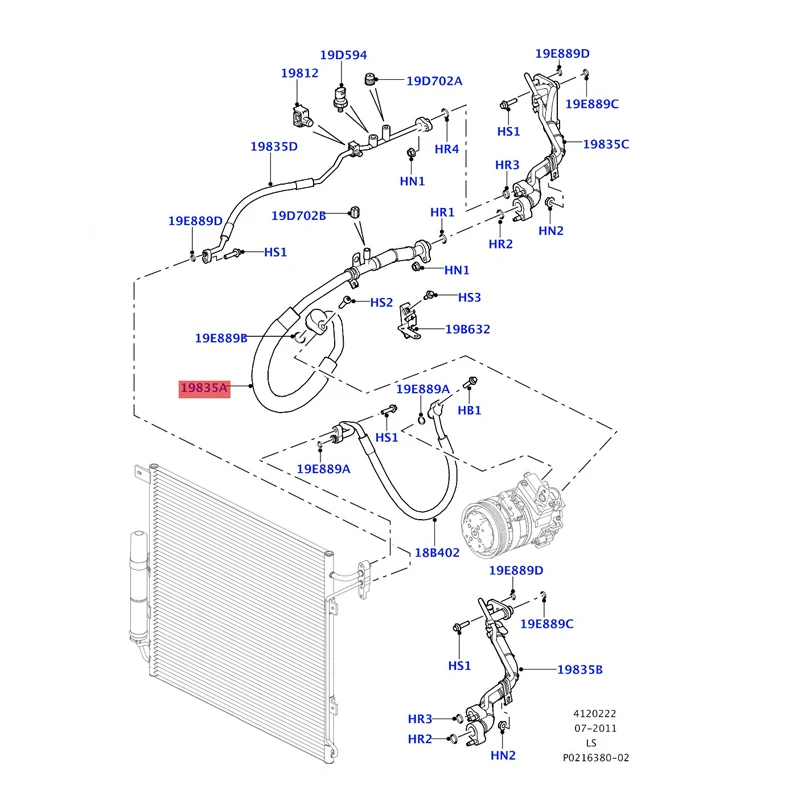 

La nd ro ve r Dis cov ery 420 102 016 Hose Air Conditioning Air conditioning pipe air conditioning evaporator to compressor