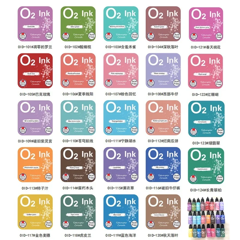 Vintage Oxide Printing Pad for Dyeing Card Ink Pad Clear Stamp Smudge Effect 24Kinds O2 Distress Fluid 0.5oz
