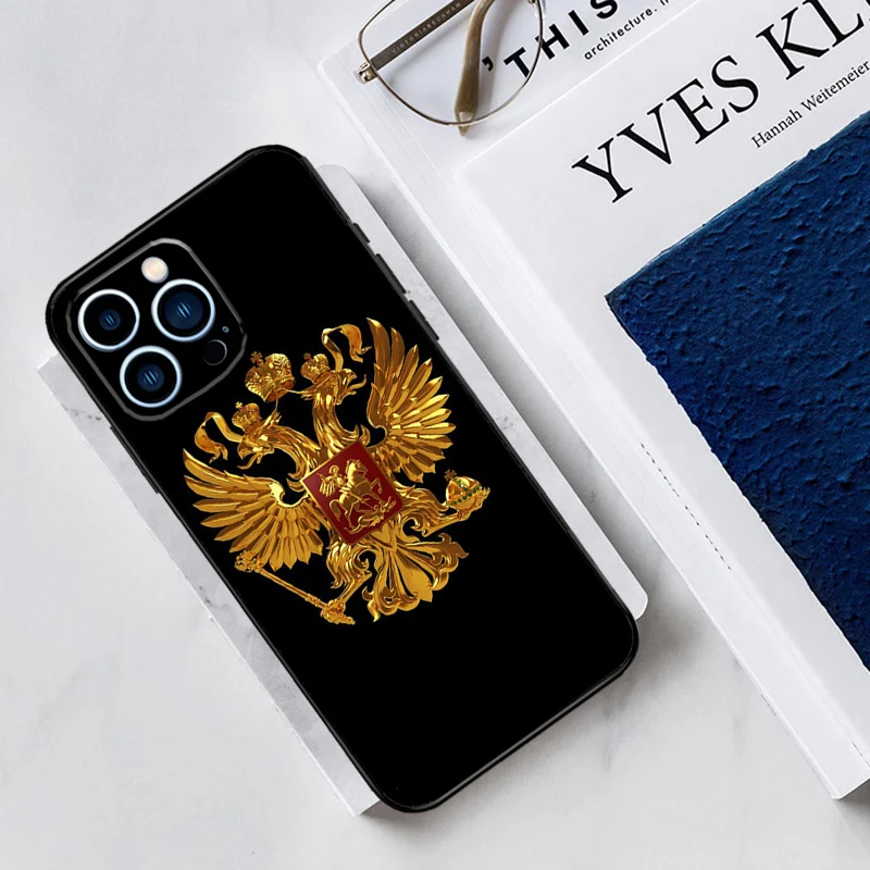 Russia Russian Coat Of Arms Case For iPhone 15 Pro Max 14 12 11 13 Pro Max Plus XR X XS Max SE 2020 12 13 Mini Cover