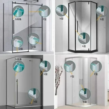 ซีลยางซิลิโคนรูปตัว H/F/U สำหรับประตูห้องอาบน้ำ หน้าต่าง กระจก ขนาด 2 เมตร/ม้วน สำหรับกระจกหนา 6/8/10/12 มม. 1