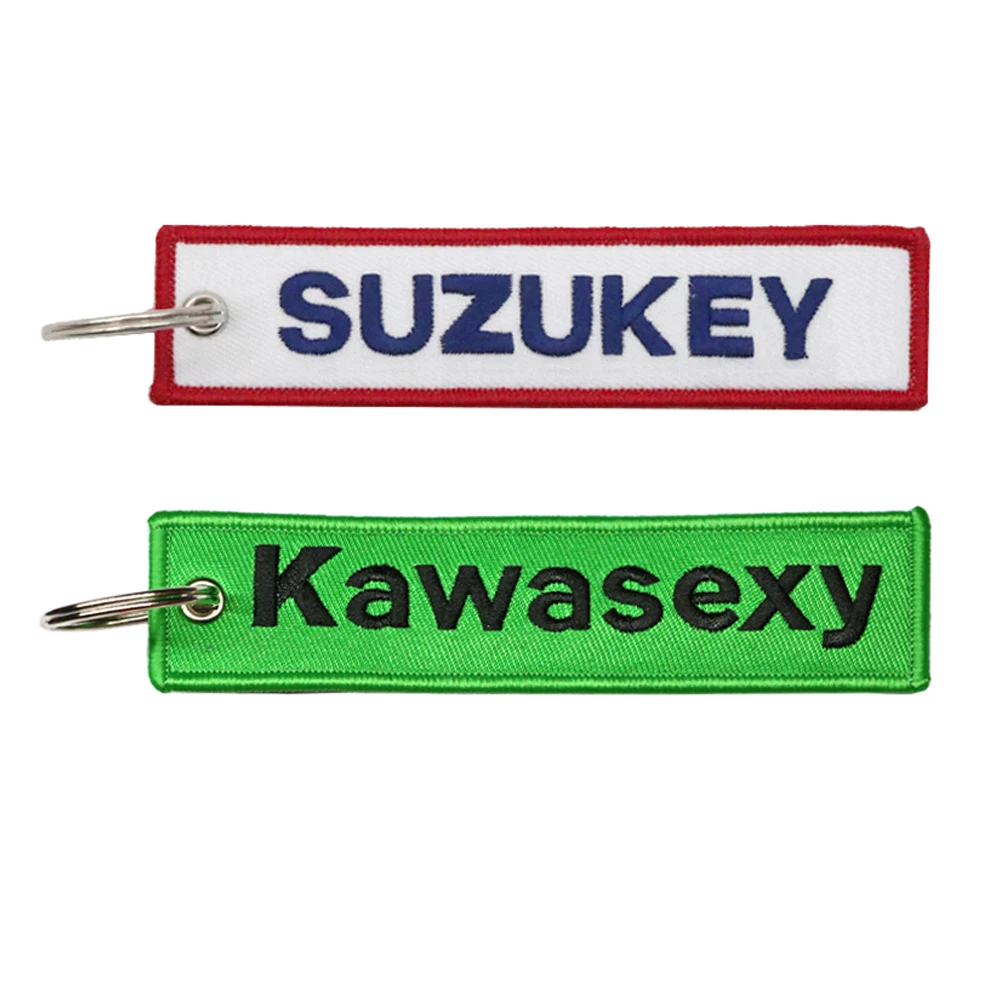 JDM Key Ring Kawasexy/SUZUKEY LOGO Embroidery Key Chain For KAWASAKI Motorcycles Car Keys Gift Fashion Key Ring