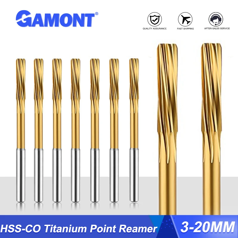 GAMONT HSSCO Helical Reamer Cobalt Titanium Plated Stainless Steel