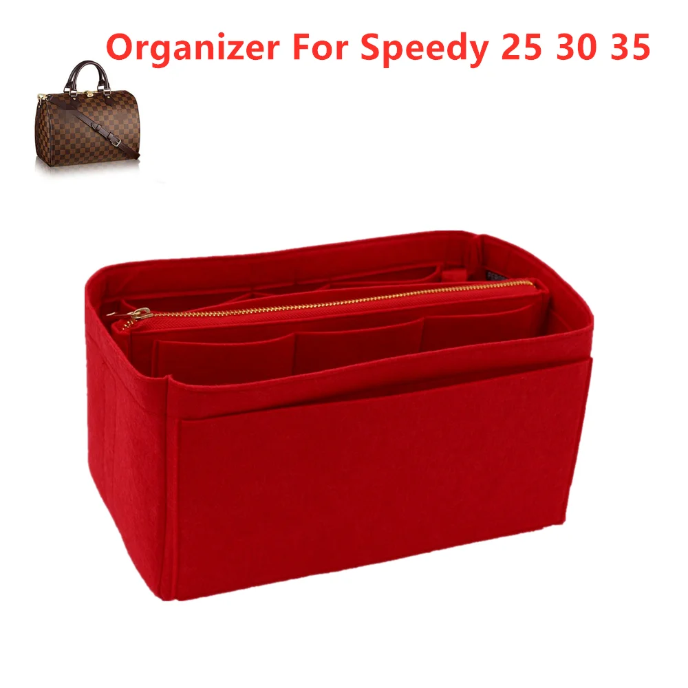 SPEEDY 25 30 35 Felt Cloth Insert Bag Organizer zipper Makeup Handbag shaper Organizer Travel Inner Purse keychain Cosmetic Bags 50 200 pieces 6 colors wholesale metal mini d ring buckle detachable handbag accessories for bag purse zipper slider