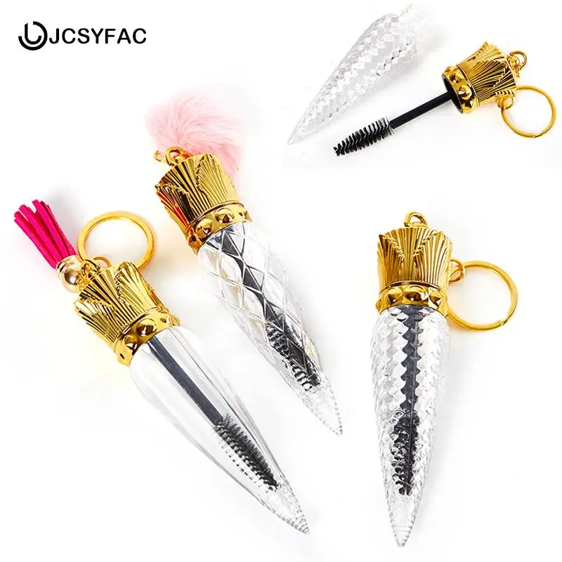 

1PCS Tube Eyelash Brush With Keychain Mascara Wand For Lash Extension Clear Micro Comb Container Makeup Tool