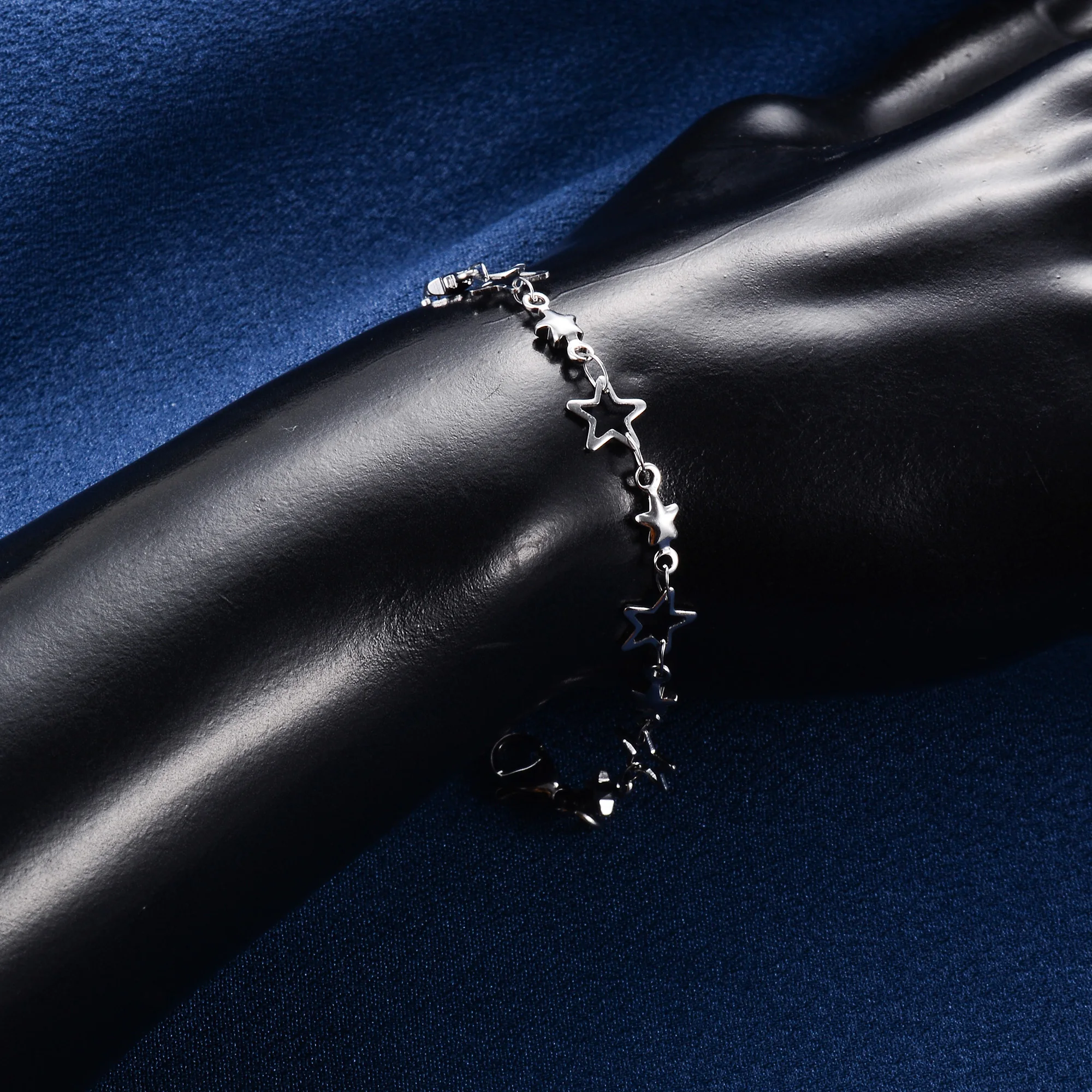 7mm Stainless Steel Star Bracelet Link Hand Chain for Women Girl Handmade Wristband Anklets Metal Jewelry Gift