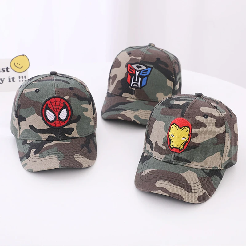 Autumn Disney Anime Spiderman Baseball Cap For Children Outdoor Kids Camouflage Caps Boys Cartoon Embroidery Hip Hop Sun Hat 4