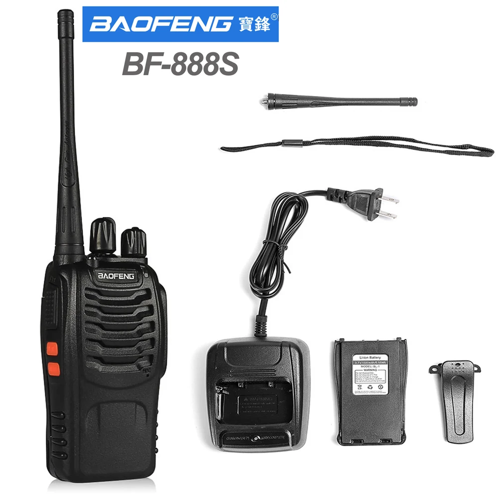 Baofeng 888S Walkie Talkie Bf-888S 5W Ham Radio Bidirezionale Set Uhf 400-470Mhz 16Ch Ricetrasmettitore Walkie-Talkie Caricatore Usb