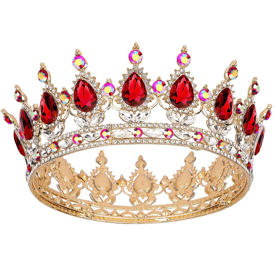 Vintage Barock Königin König Braut Tiara Krone für Frauen Kopfschmuck Abschluss ball Braut Hochzeit Diademe und Kronen Haarschmuck Zubehör – Detail 7