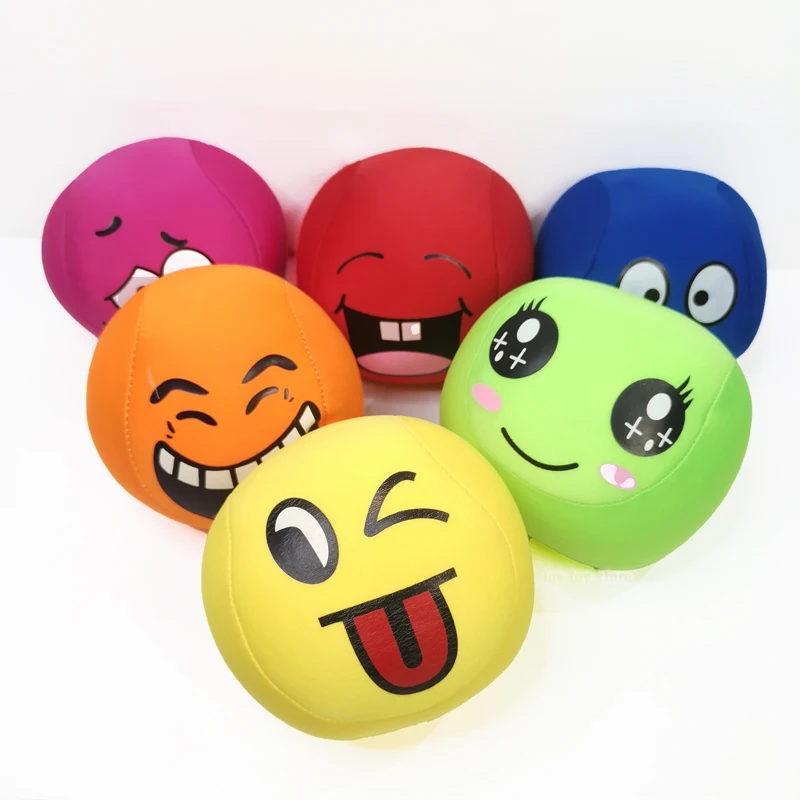 Smiley Face Expression Round Sandbag Soft Pearl Cotton Children\'s Autism Mood Expression Toys Kindergarten Outdoor Throw Sports