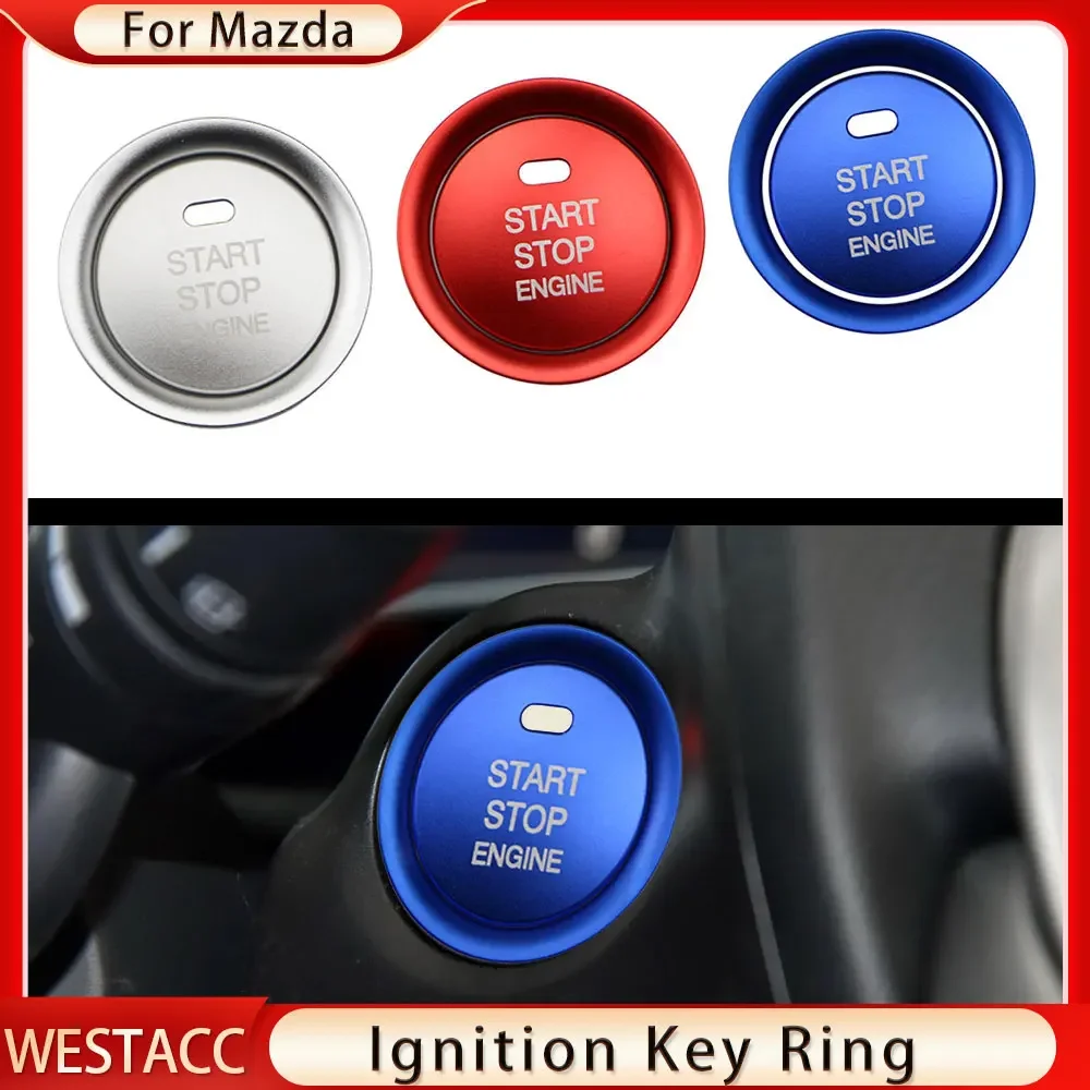 Car Engine Start Stop Switch Button Ignition Key Ring Cover Sticker Trim for Mazda CX5 CX3 CX4 Cx-3 3 6 Axela Atenza Accessories