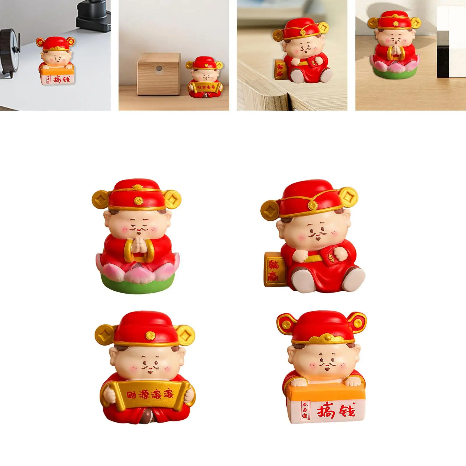 God Of Wealth Statue Little Cai Shen Miniatura Party God Of Fortune Figurine