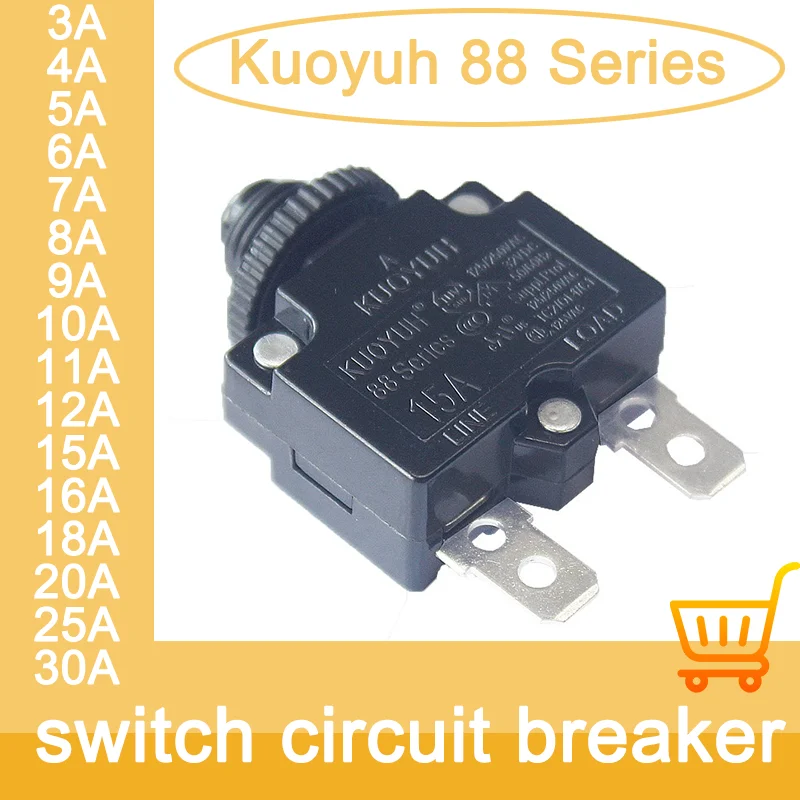 

Kuoyuh 88 Series circuit breaker 5A 10A 15A 20A 25A 30A DC automatic reset thermal overload protector switch for Motors