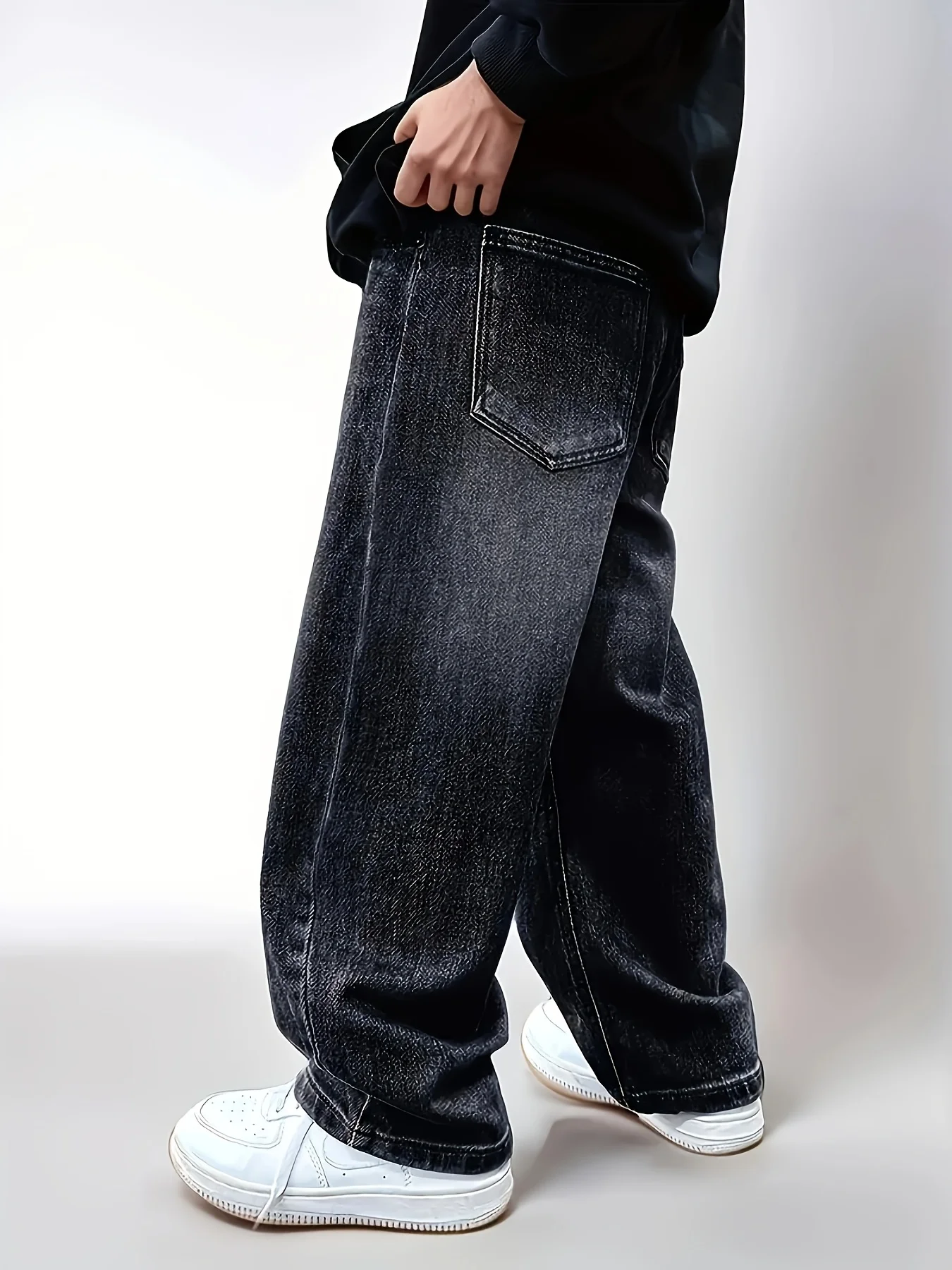 Boy's jeans, boy's all-season loose trendy jeans, street casual hip-hop pants, festival-style pants.Full elastic waistband - 4