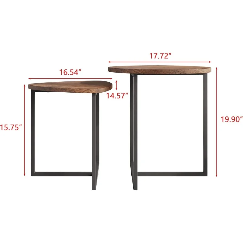 Round Coffee Table Set of 2 End Tables for Living Room,Black Small Coffee Table Living Room 2