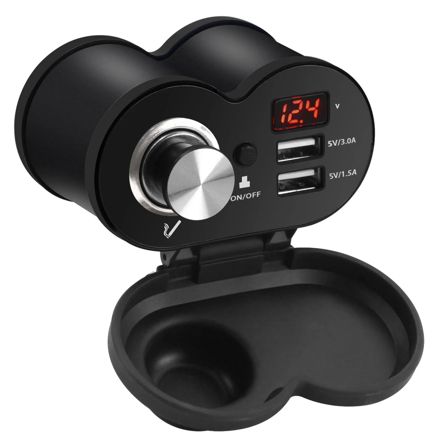 

Motorcycle Dual Usb Voltmeter Waterproof Cigarette Lighter Charger With ON OFF Power Socket Splitter 12V Cell Phone Plug Adapter
