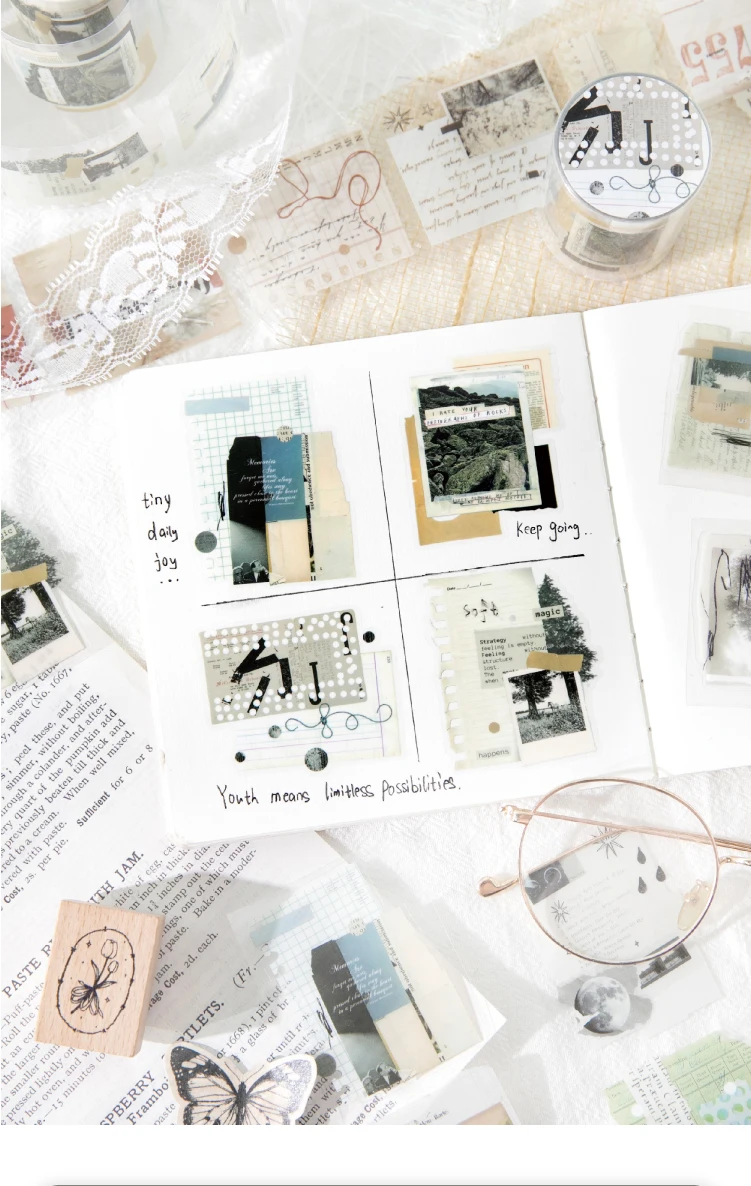 Journal GO 5x200cm Freedom is the Wilderness Retro Art Stanzsticker Kreatives Journal Scrapbooking DIY Ästhetischer Aufkleber – Detail 2