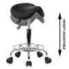 KKTONER Rolling Saddle Stool PU Leather Swivel Adjustable Rolling Stool with Wheels Salon Chair Black 3