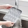Sink Silicone Tray With Drain Soap Sponge Storage Holder Countertop Sink Scrubber Brush Soap Storage Rack Kitchen Organizer 2