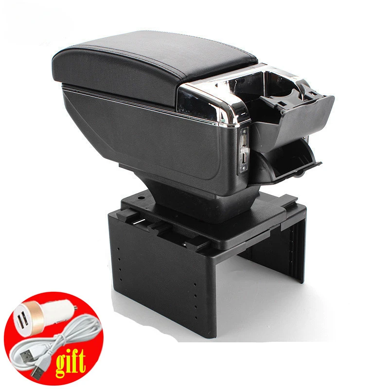 

NEW Universal Car Armrest Box Dual layer Large space Central Store Content box with cup holder ashtray USB Charging Car