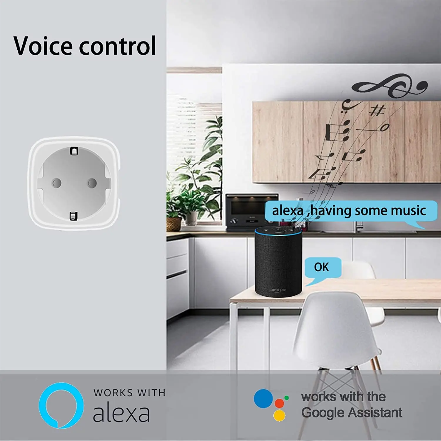 Smart WiFi Plug with Power Monitoring and Voice Control