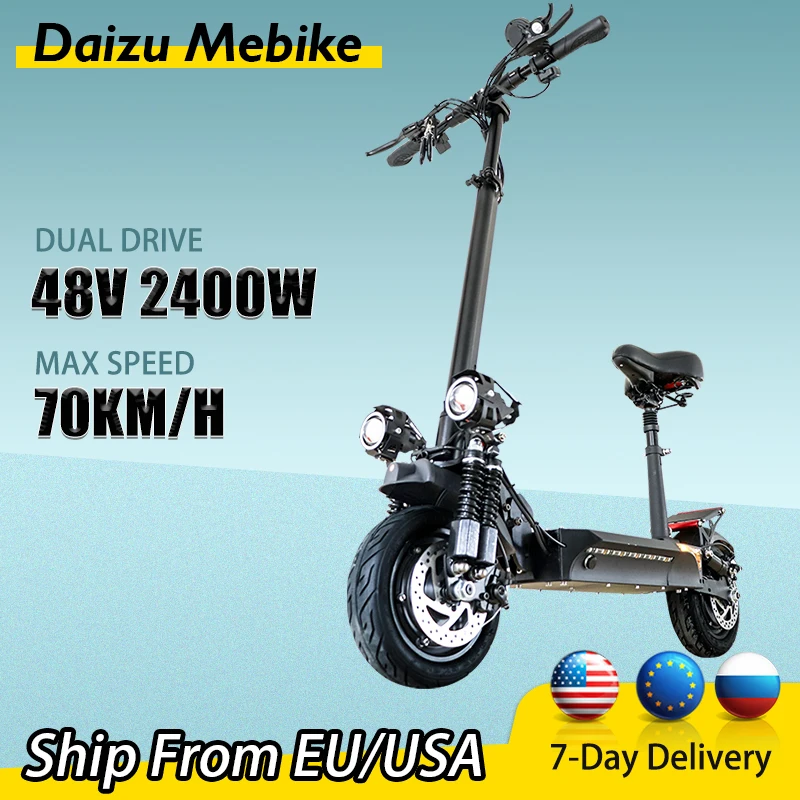 48v 18ah Dual Motor Electric Scooter 70km/h Big Wheel Off Road Foldable