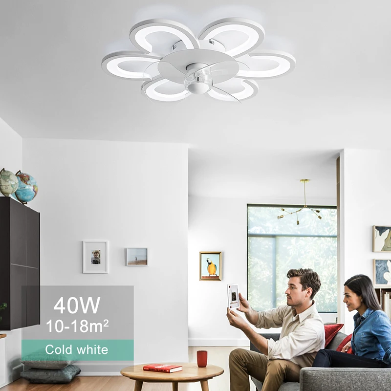 Smart Ceiling Fan Lights With Remote Control Decor Ventilator Lamp 50cm For decorat living room Modern Silent Electric Fan Light