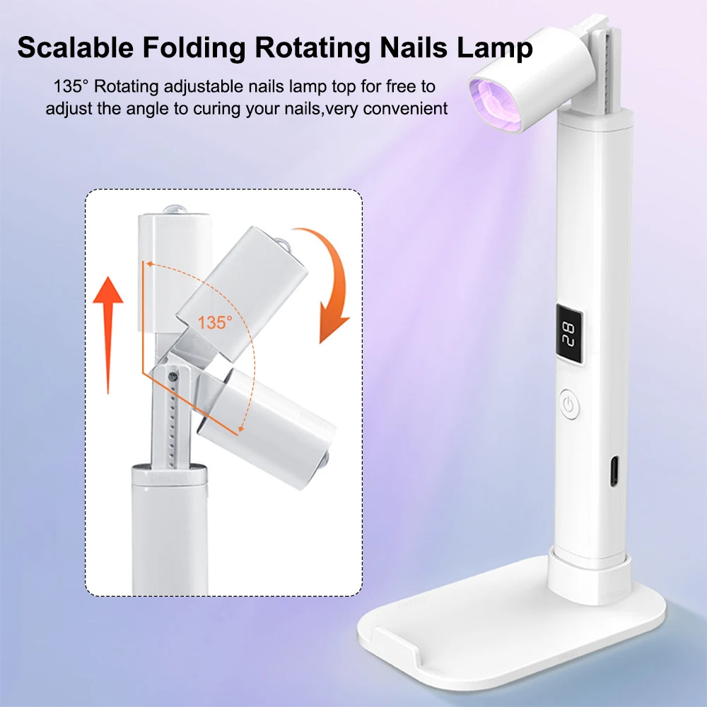 UV Nail Lamp Dryer with Bracket Portable USB Rechargeable UV Led Nail Lamp Quick Drying for Manicure Gel Dry Stand UV Lamp 4