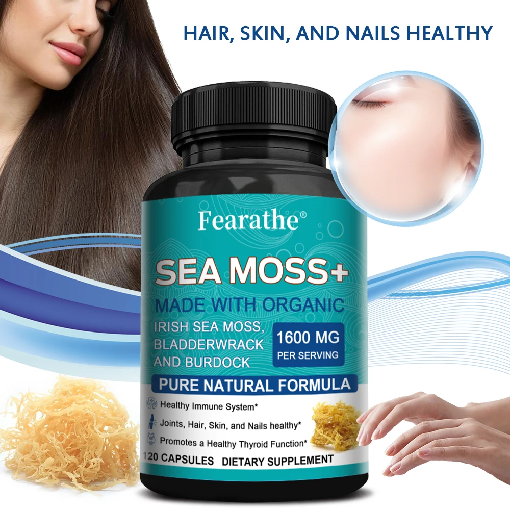 Organic Sea Moss Capsule for Intestinal Health & Immune Support  Skin, Joint Health Support, Intestinal Cleansing - 120 Capsules