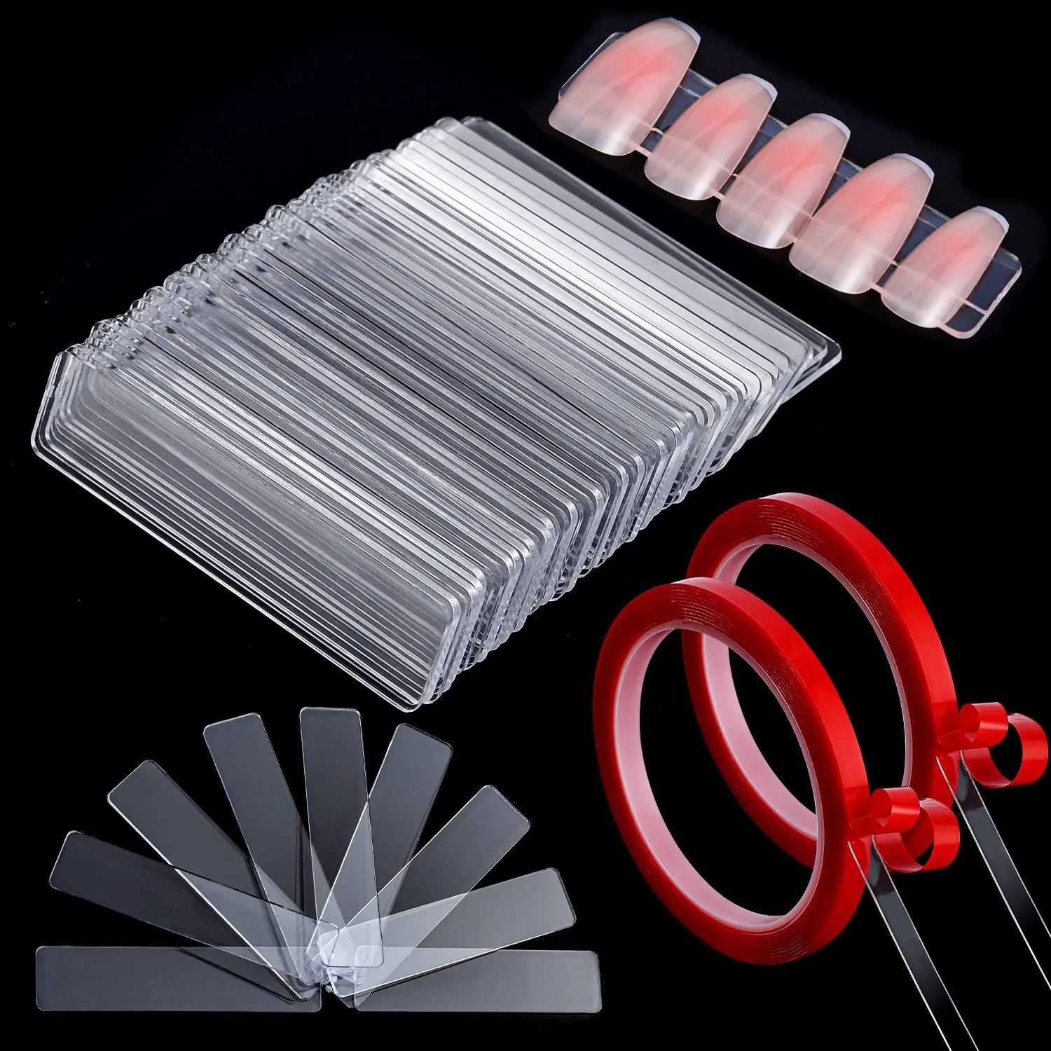 Nail Design Tips Holder 50 Pieces Nail Design Tips Display Stand Holder with 10 M Double Sided Tape Nail Design Practice Holder Removable Mounting Tape