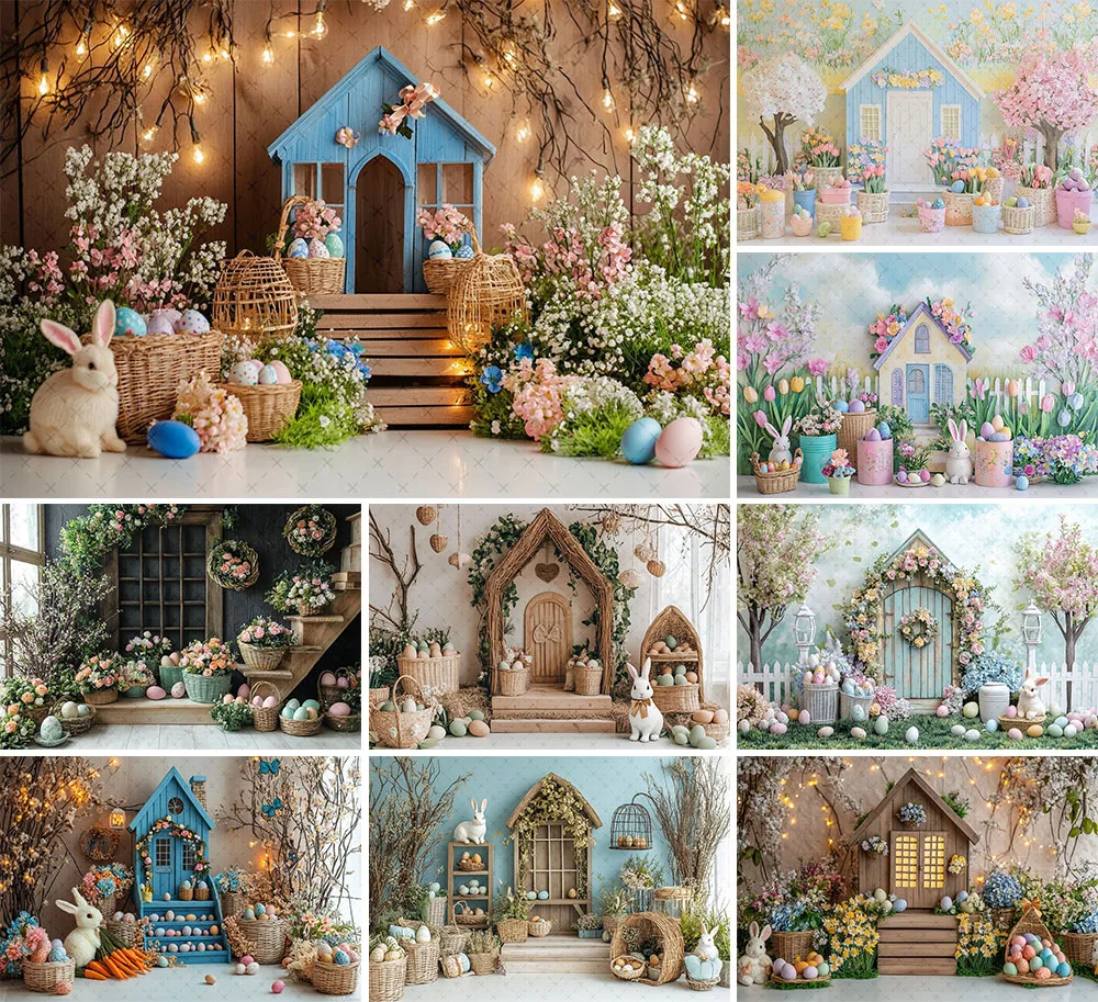 Mehofond Photography Background Spring Easter Boho Floral House Egg Kids Birthday Cake Smash Portrait Decor Backdrop Photo Studi photo backdrop