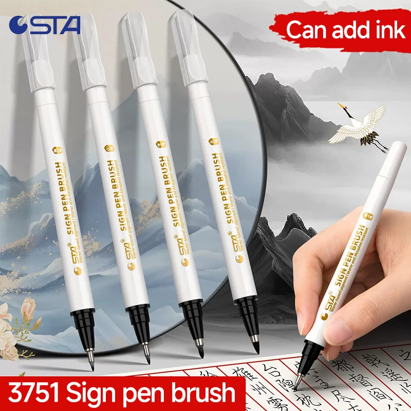 STA 4 Size Waterproof Caligraphy Pen Soft Brush Pens for Writing Letterin Drawing Sketching Art Supplies Japanes Stationer 3751 2