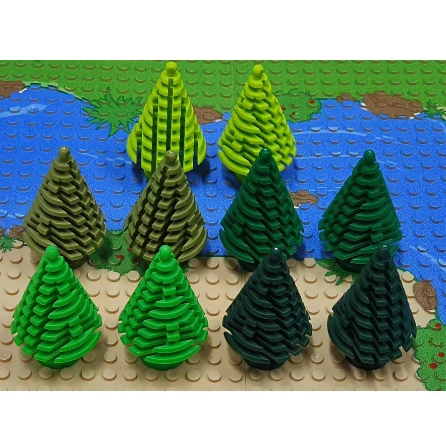 새로운 식물 소나무 가문비 나무 Rockery 빌딩 블록 도시 스트리트 뷰 정원 풍경 벽돌 호환 3778 32607 2435 6064 2417