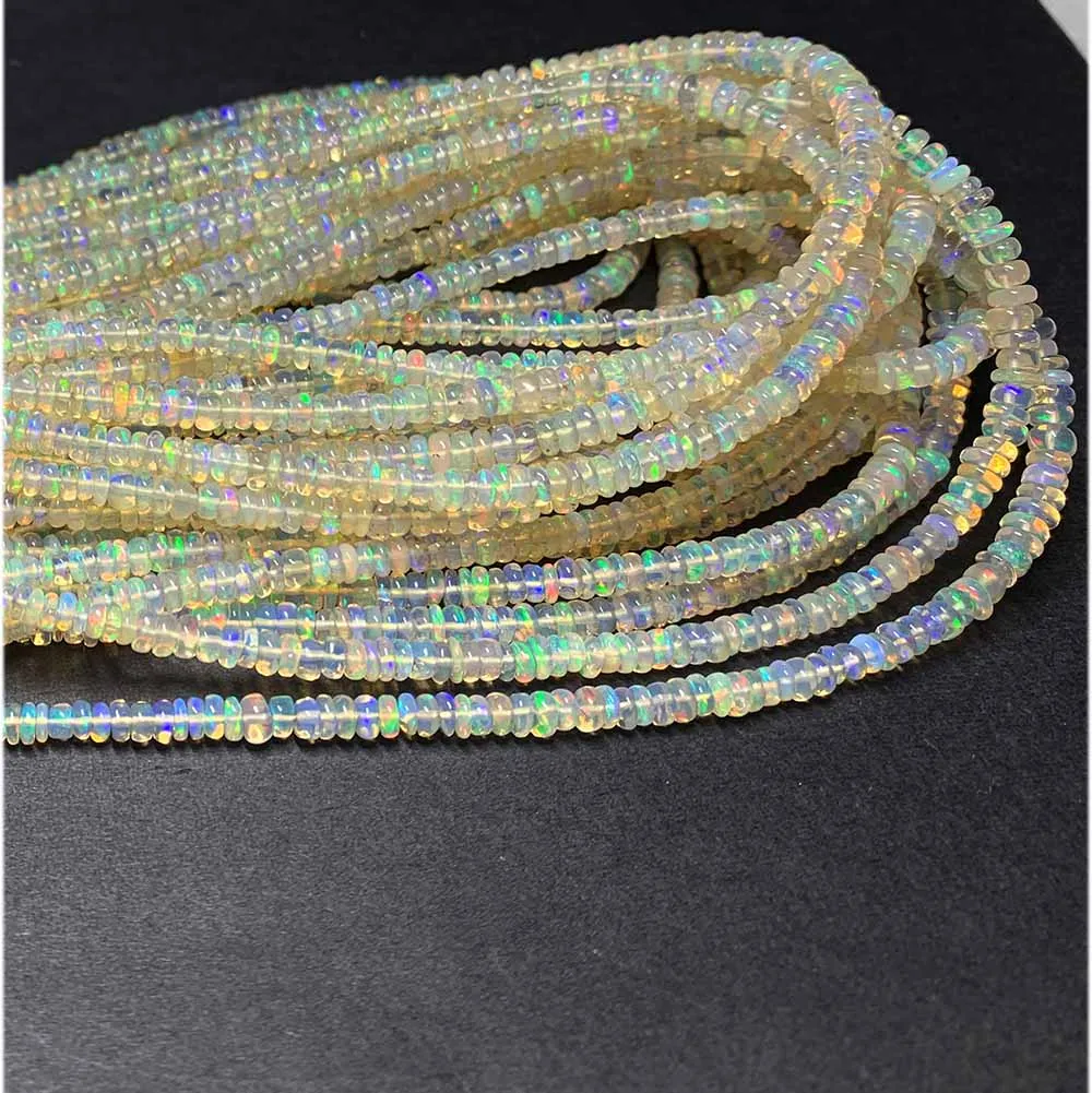 Veemake White Yellow Fire Opal Rondelle Beads Jewelry Design Making Natural Gemstones Crystal DIY Necklace Bracelets Earrings 4