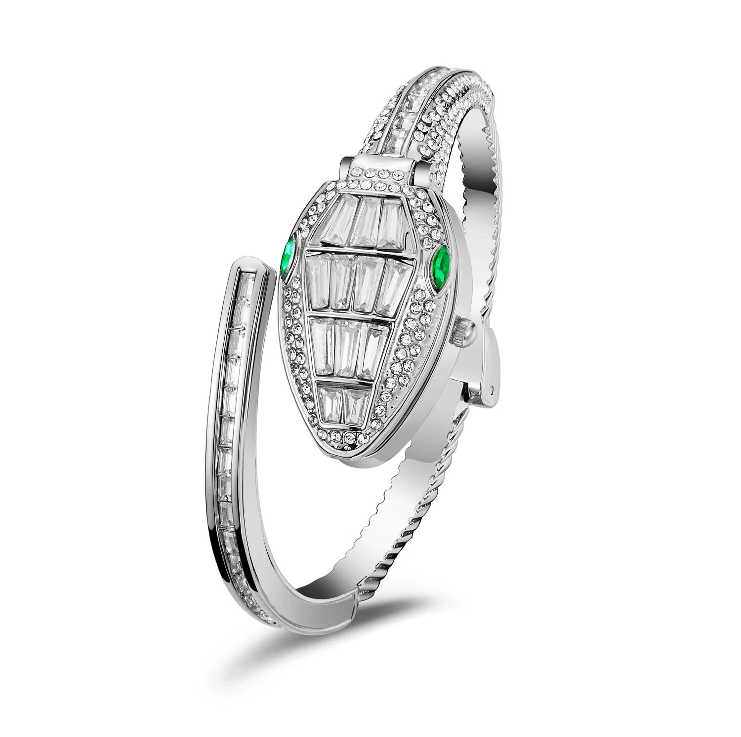 ساعة كوارتز نسائية على شكل ثعبان مرصعة بالألماس، س...