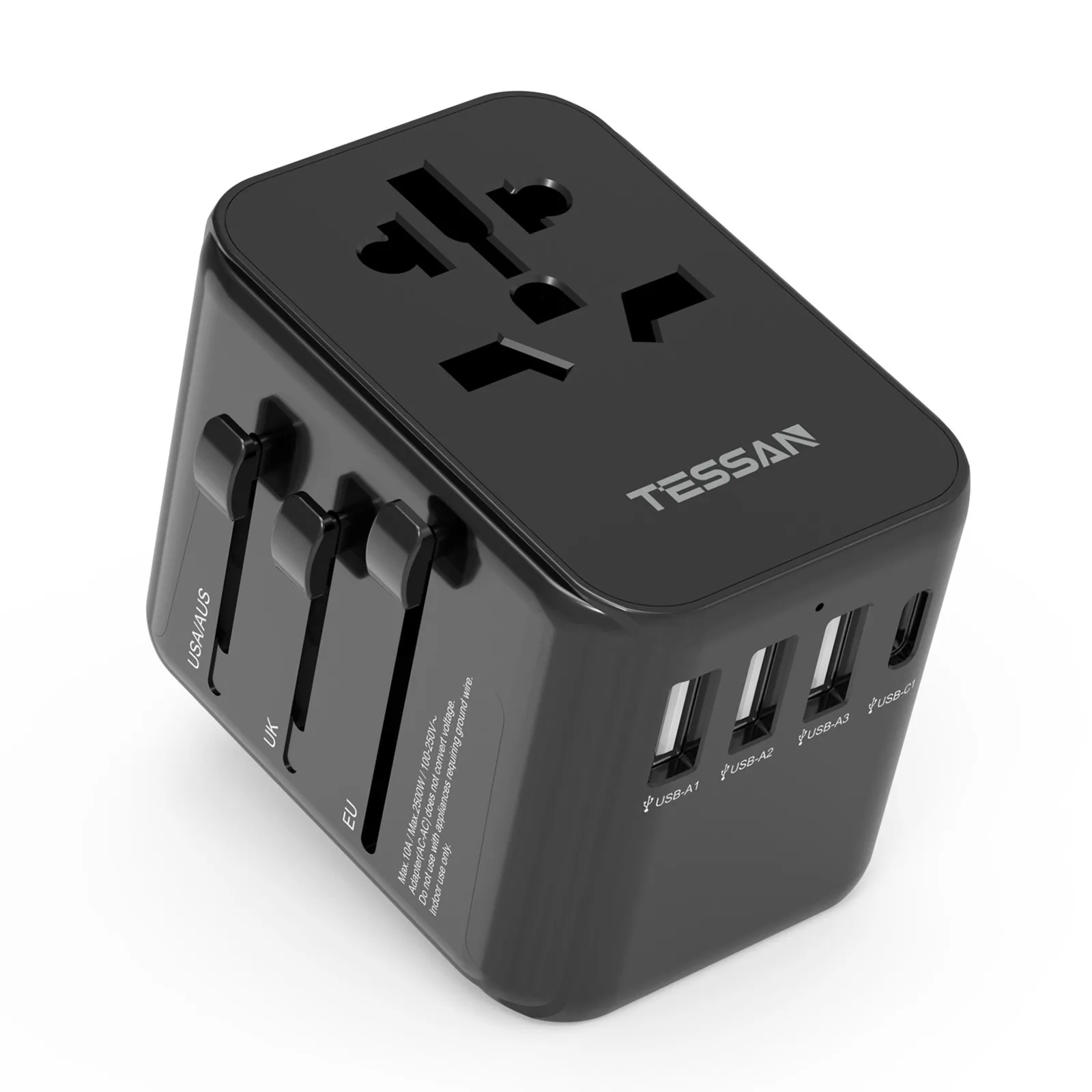 TESSAN Adaptador Enchufe Universal, Viaje Con 2 USB Y 3 USB C, Adaptador De  Viaj