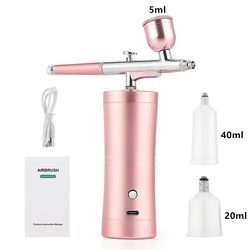 Compact 0.3mm Pink Airbrush Kit with Mini Air Compressor for Art and Craft Projects (Pink)