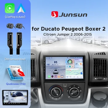 Junsun 360 ° Cámara panorámica Radio de coche para Fiat Ducato Peugeot Boxer 2 Citroen Jumper 2 2006 - 2015 CarPlay inalámbrico Android Auto 1