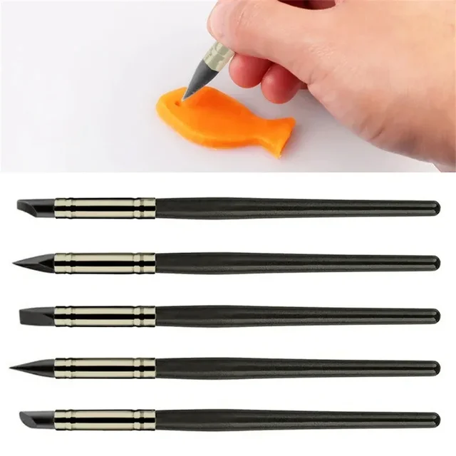 5 pièces outil de sculpture en argile de Silicone pour la modélisation des pinceaux pointillage outil d'argile de poterie d'art d'ongle nouveaux outils de sculpture de bricolage 2025 3