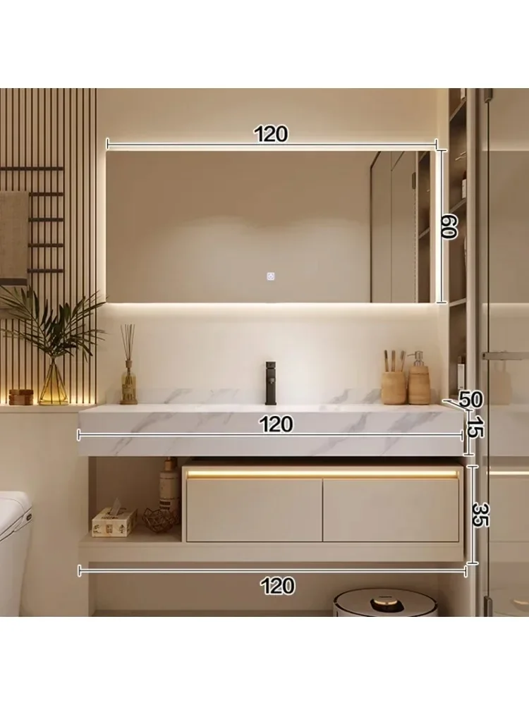 Cream Style Wall-mounted Bathroom Cabinets Multifunction Design Vanity Smart Mirror Cabinets Furniture Muebles Bano FYBC