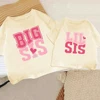 BIG SIS/LIL SIS Print Retro Kids T-shirt Short Sleeve Round Neck Casual Tee Top Sister Brother Retro Family Matching Outfits 1