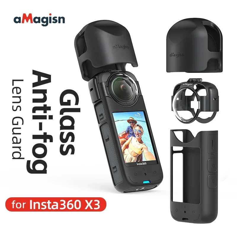 For aMagisn Glass Anti-fog Lens Guard for Insta360 X3 Removable Lens Guard Upgrade Optical Glass Protective Accessories