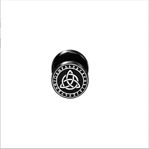 JewelryWe Set Di Orecchini Viking Uomo Donna - Simboli Norreni Valknut E Bussola, Tondi In Acciaio Inossidabile, 10 Mm, Regalo Punk