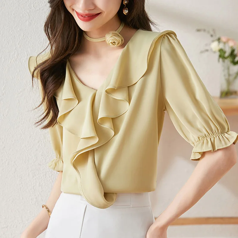 French Simplicity Loose And Lazy Style Silk Shirt For Women Autumn