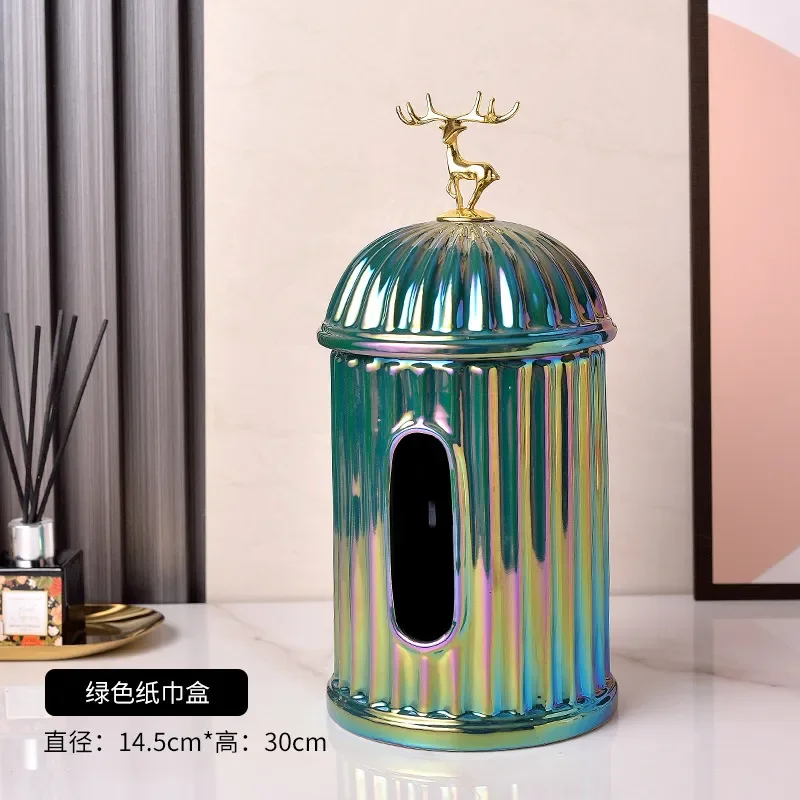 Description Picture 4 of itemCeramic Ornament Tissue Box Deer Cover Ashtray Soot Tray Fruit Plate Snack Napkin Paper Boxes Home Storage